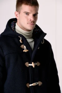 V2 Montgomery punto riso in misto lana con cappuccio e bottoni MONTRISBL 4 Blu