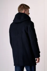 V2 Montgomery punto riso in misto lana con cappuccio e bottoni MONTRISBL 6 Blu