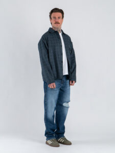 Camicia crop over in misto lana fantasia pied de poule 002 (2)