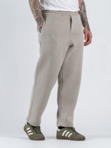 Coordinato regular in cotone pantalone tuta felpato regolabile sul fondo + felpa con cappuccio e zip 001 Beige (9)