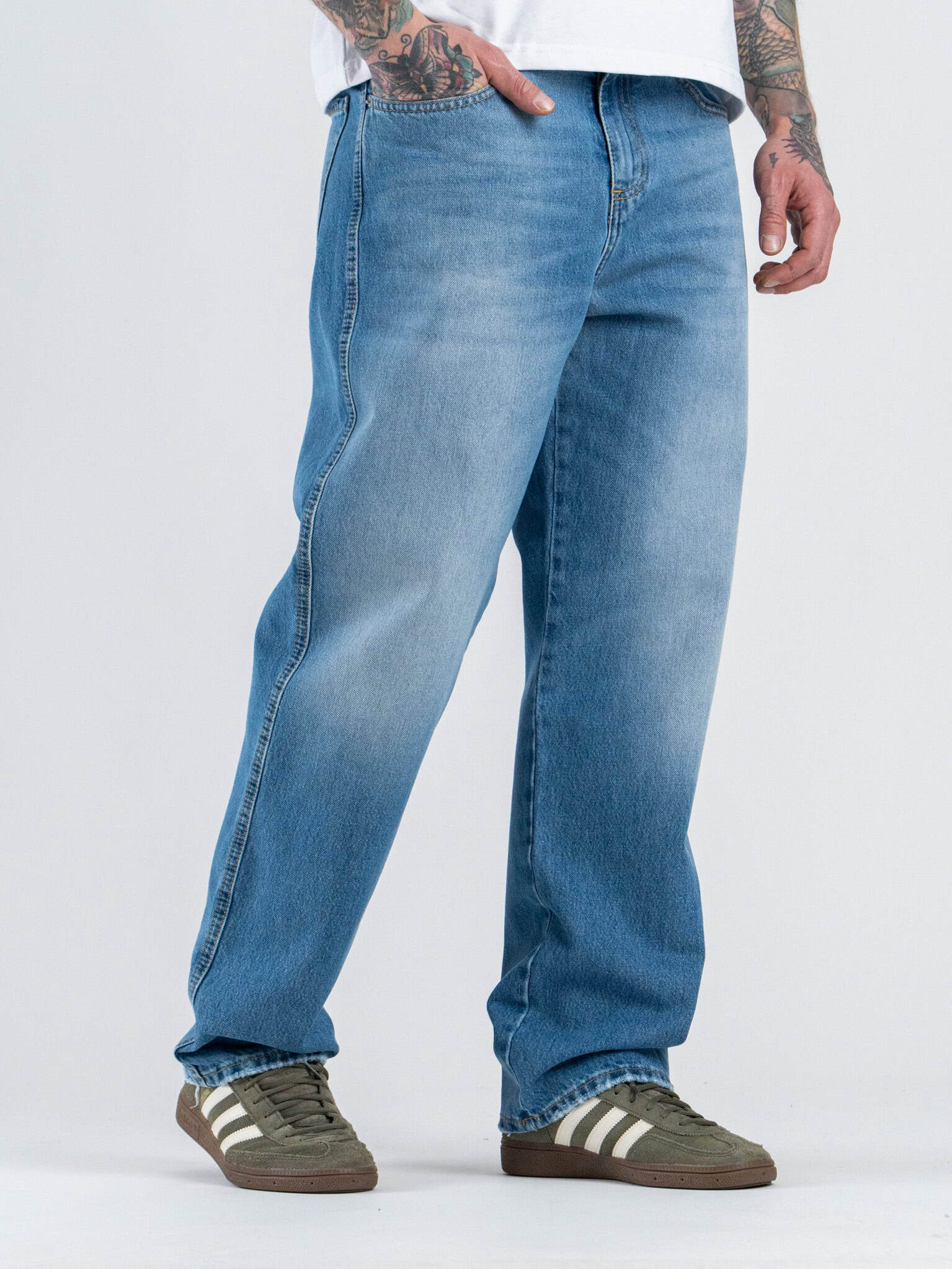 ESTASI Jeans baggy fit senza rotture RONALDINHO Medium Blue