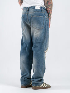ESTASI Jeans baggy fit slavato con rotture RONALDINHO Medium Blue Denim (7)