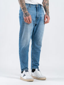 ESTASI Jeans carrot fit senza rotture FIGO Medium Blue (1)