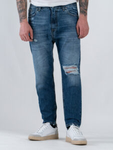 ESTASI Jeans carrot fit slavato con rotture FIGO Dark Blue (1)