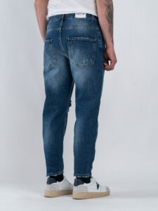 ESTASI Jeans carrot fit slavato con rotture FIGO Dark Blue (6)