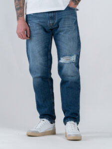 ESTASI Jeans loose fit slavato con rotture RONALDO Dark Blue (2)