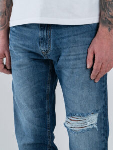 ESTASI Jeans loose fit slavato con rotture RONALDO Dark Blue (3)
