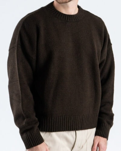 ESTASI Maglione girocollo crop misto lana FEDERER Moro 1 Nuovi Arrivi