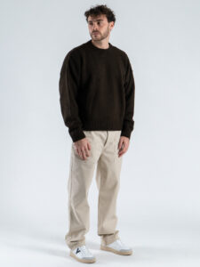 ESTASI Maglione girocollo crop misto lana FEDERER Moro