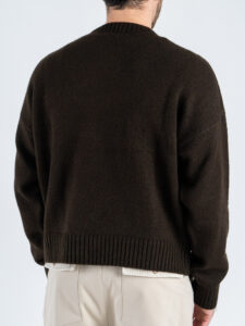 ESTASI Maglione girocollo crop misto lana FEDERER Moro (4)