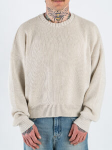 ESTASI Maglione girocollo regular crop NADAL Avorio (1)