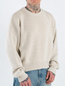 ESTASI Maglione girocollo regular crop NADAL Avorio (2)