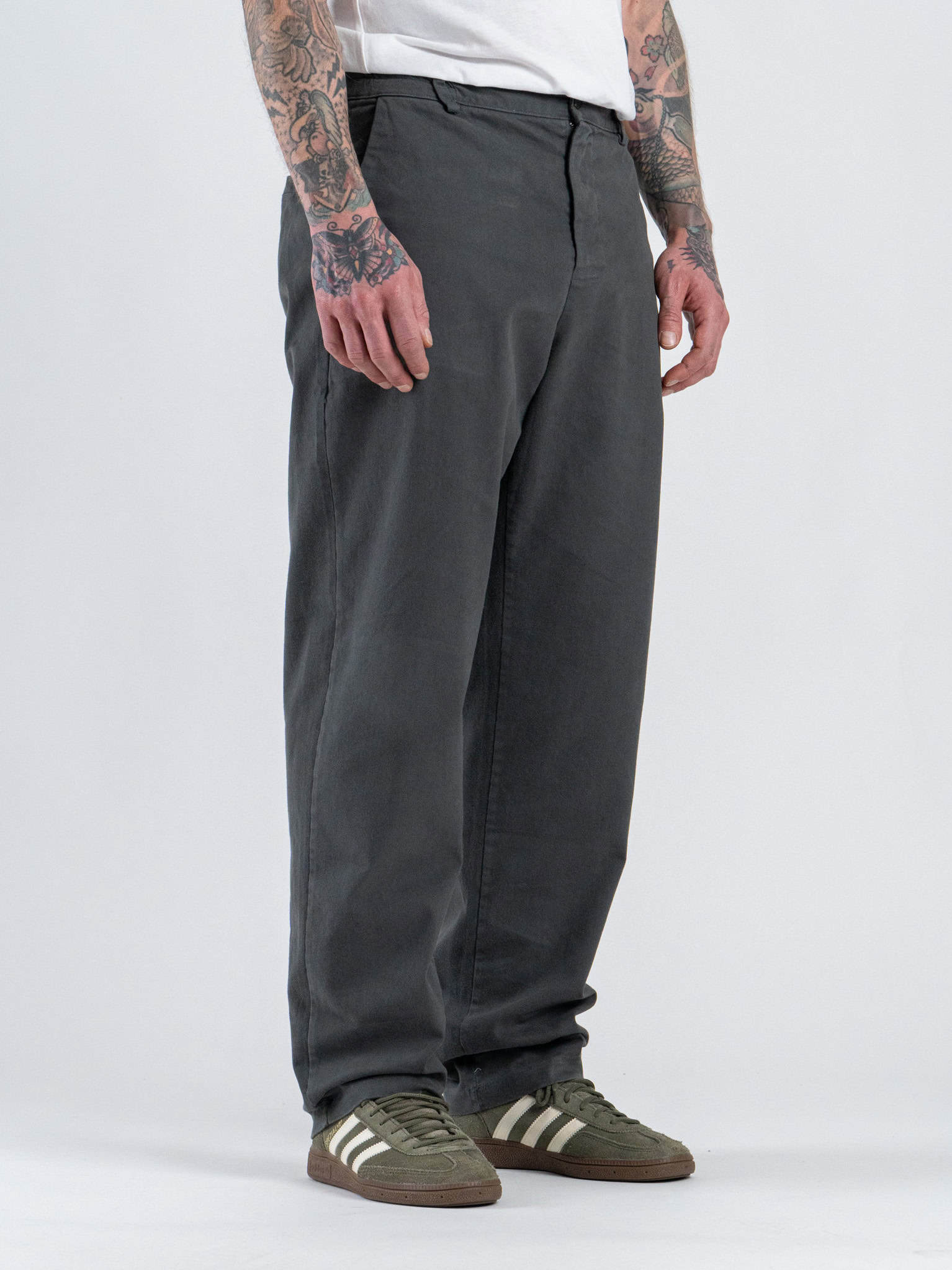 ESTASI Pantalone loose fit in cotone con elastico in vita BAGGIO Asfalto