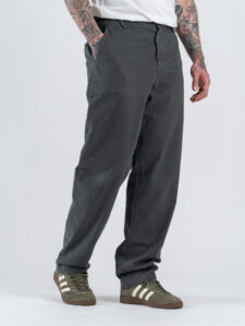 ESTASI Pantalone loose fit in cotone con elastico in vita BAGGIO Asfalto (2)