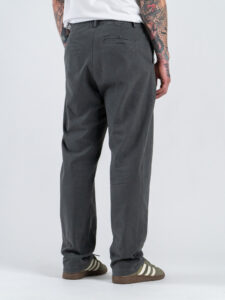 ESTASI Pantalone loose fit in cotone con elastico in vita BAGGIO Asfalto (4)