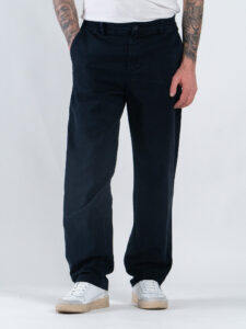 ESTASI Pantalone loose fit in cotone con elastico in vita BAGGIO Blu (2)