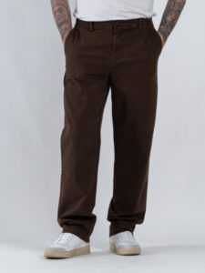 ESTASI Pantalone loose fit in cotone con elastico in vita BAGGIO Cioccolato (2)