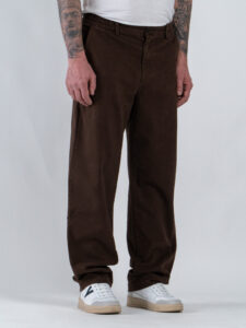 ESTASI Pantalone loose fit in cotone con elastico in vita BAGGIO Cioccolato (3)