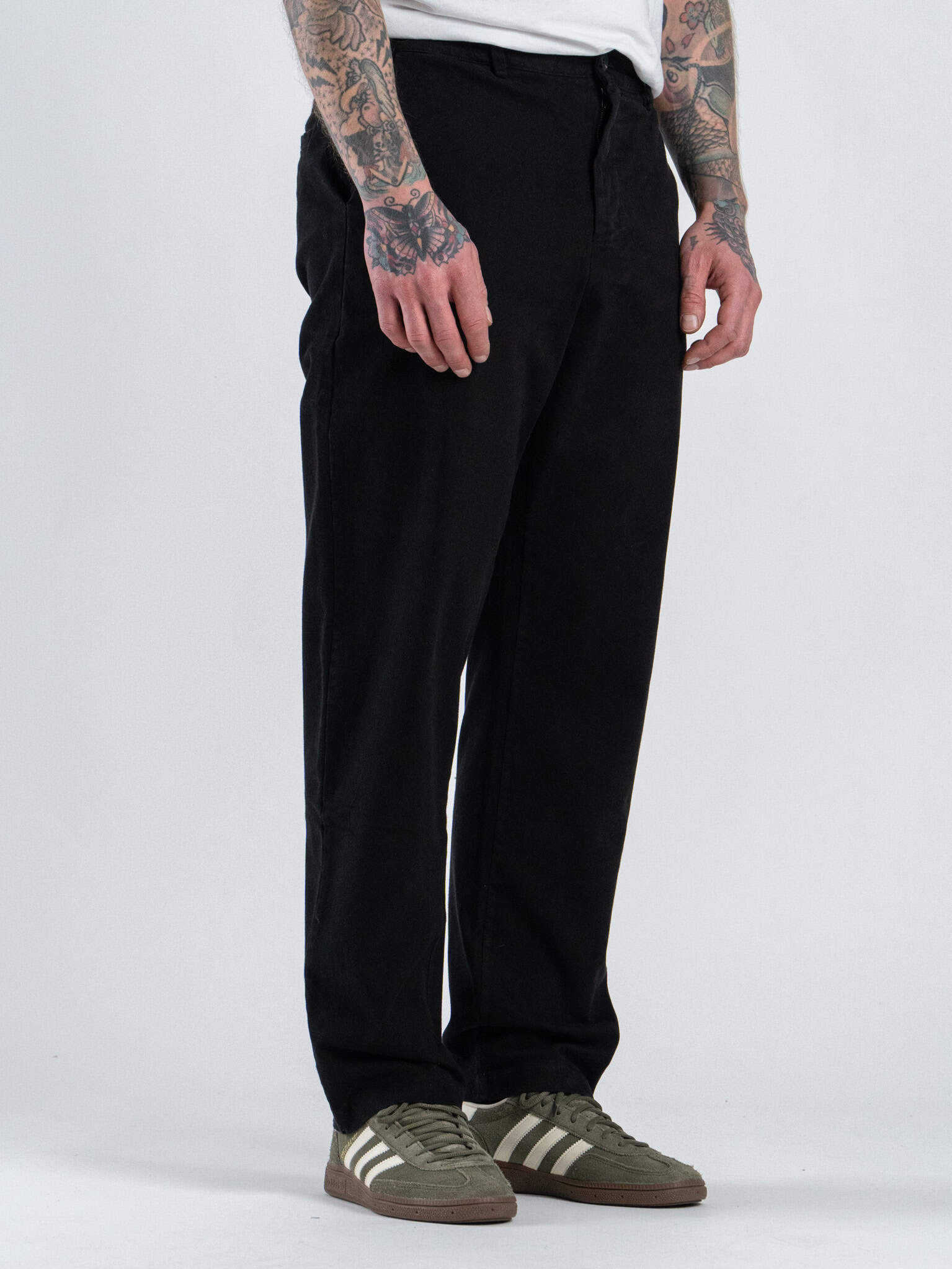 ESTASI Pantalone loose fit in cotone con elastico in vita BAGGIO Nero