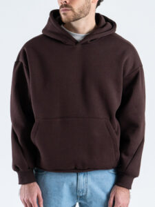 Felpa boxy fit in cotone con cappuccio e tasca a marsupio Moro (1)