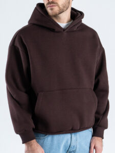 Felpa boxy fit in cotone con cappuccio e tasca a marsupio Moro (3)