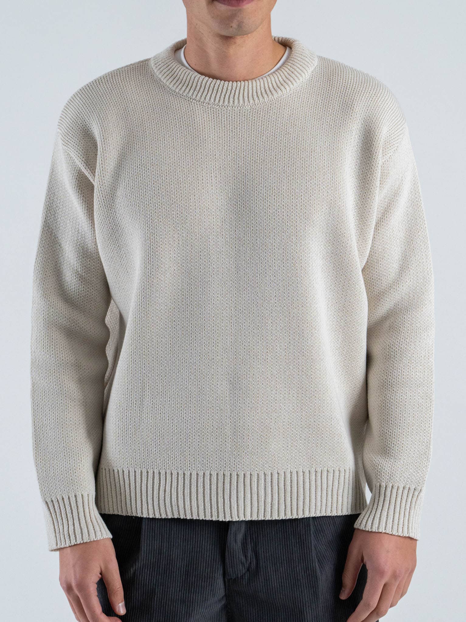 Maglione girocollo morbido in cotone 2587 Panna