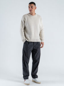 Maglione girocollo morbido in cotone 2587 Panna (2)