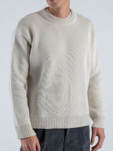 Maglione girocollo morbido in cotone 2587 Panna (3)