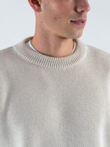 Maglione girocollo morbido in cotone 2587 Panna (4)