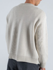 Maglione girocollo morbido in cotone 2587 Panna (6)