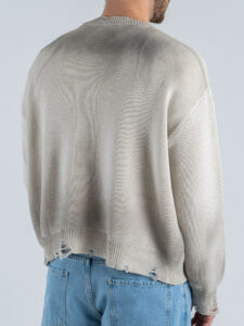 Maglione in cotone crop sfumato con strappi sul fondo 1272 Sabbia (5)