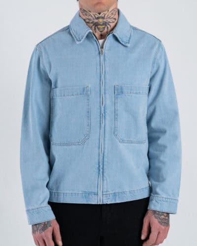 ONLY&SONS Giacchetta boxy over in cotone con tasconi e zip CASSEL 22036039 Light Blue Denim