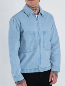 ONLY&SONS Giacchetta boxy over in cotone con tasconi e zip CASSEL 22036039 Light Blue Denim (3)