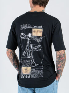 ONLY&SONS T-shirt over in cotone con stampa MONALISA fronteretro 22036580 Jet Black (3)