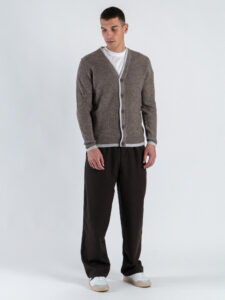 SEINSE Cardigan regular con bottoni e rifiniture a contrasto MI3042SS Fango6