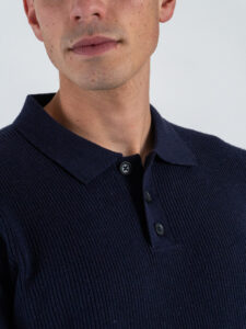SEINSE Polo regular in cotone a costine con manica lunga MI3117SS Blu Navy5