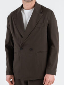 Abito intero regular con giacca over a un petto e mezzo + Pantalone gamba larga BARI Cioccolato (2)