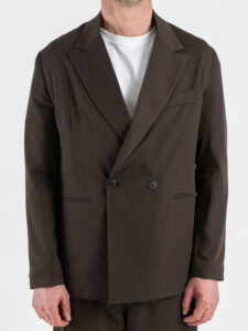 Abito intero regular con giacca over a un petto e mezzo + Pantalone gamba larga BARI Cioccolato (4)