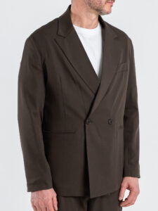 Abito intero regular con giacca over a un petto e mezzo + Pantalone gamba larga BARI Cioccolato (5)