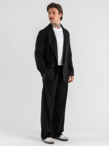 Abito intero regular con giacca over a un petto e mezzo + Pantalone gamba larga BARI Nero (6)