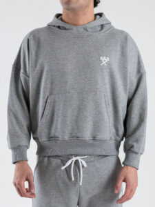 BERNA Felpa oblò in cotone leggero con cappuccio 252057 Grigio Melange (3)