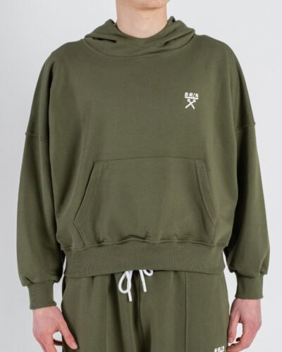 BERNA Felpa boxy fit leggera con cappuccio oblò 261057 Muschio