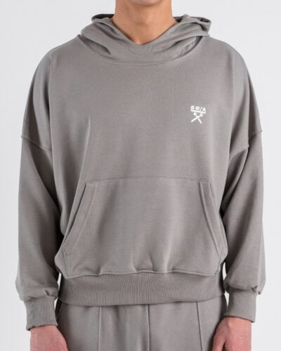 BERNA Felpa boxy fit leggera con cappuccio oblò 261057 Ferro