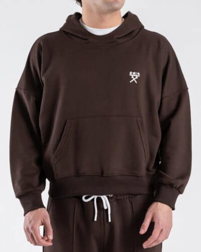 BERNA Felpa boxy fit leggera con cappuccio oblò 261057 Moro