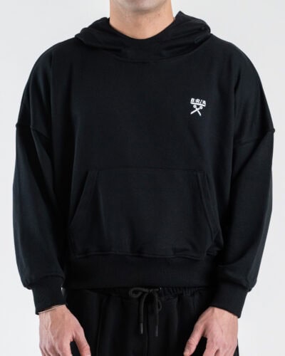 BERNA Felpa boxy fit leggera con cappuccio oblò 261057 Nero