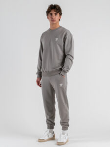 BERNA Felpa regular girocollo in cotone 261053 Ferro (1)