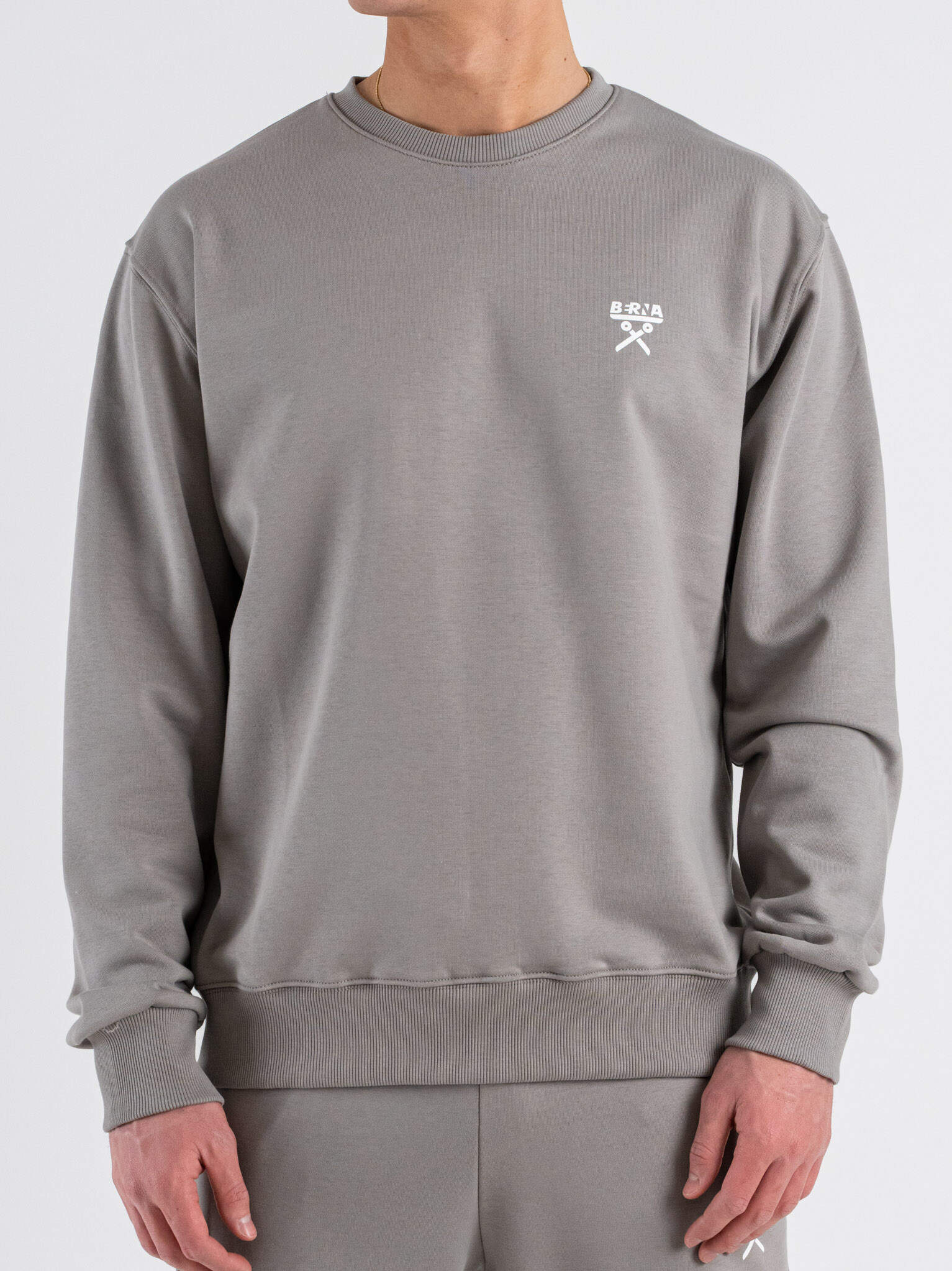 BERNA Felpa regular girocollo in cotone leggero 261053 Ferro