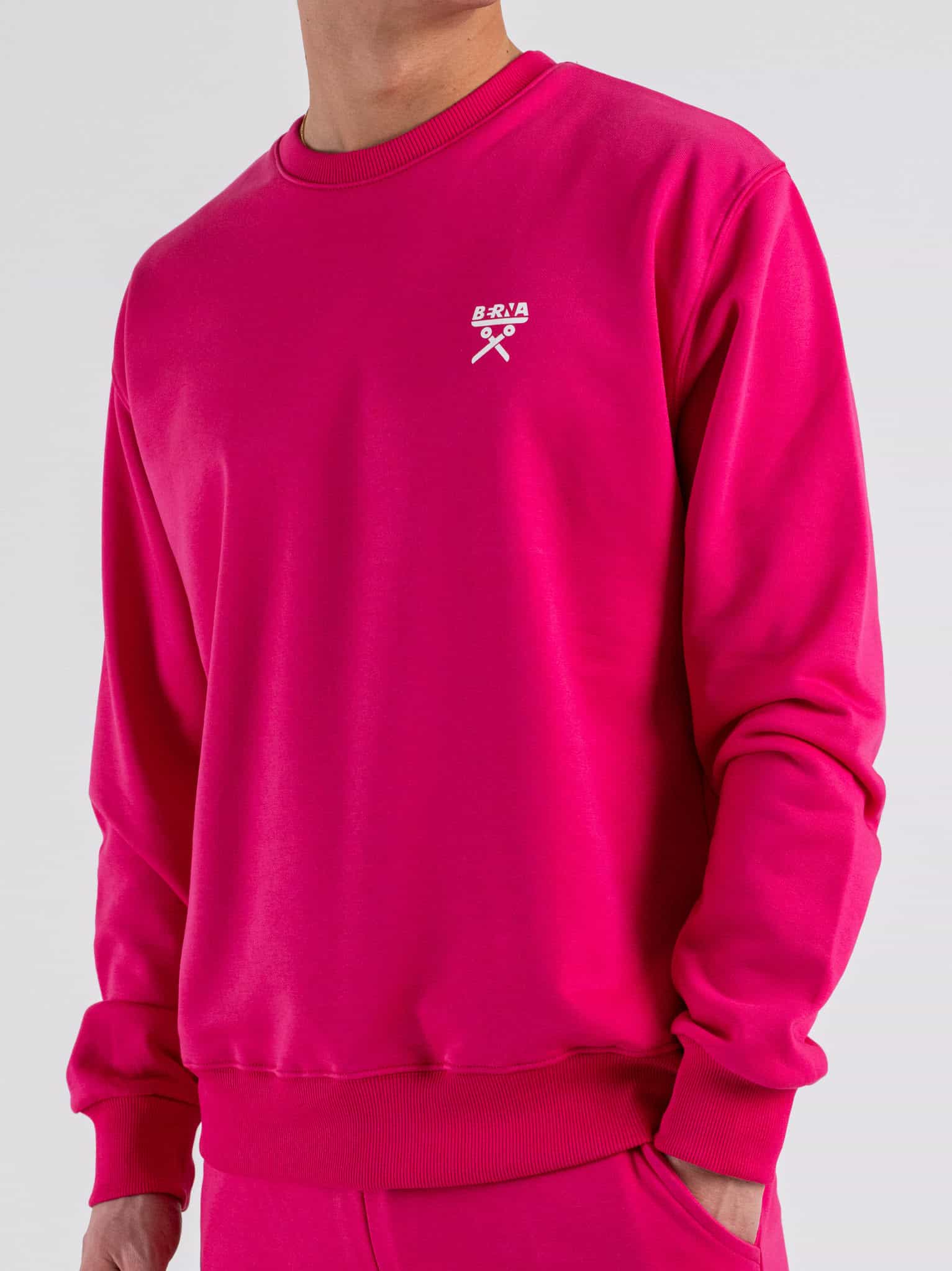 BERNA Felpa regular girocollo in cotone leggero 261053 Fucsia