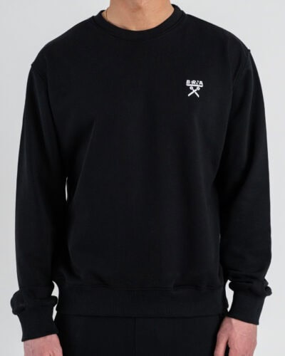 BERNA Felpa regular girocollo in cotone leggero 261053 Nero