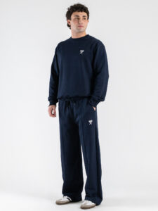 BERNA Felpa regular girocollo in cotone leggero 261053 Blu (1)